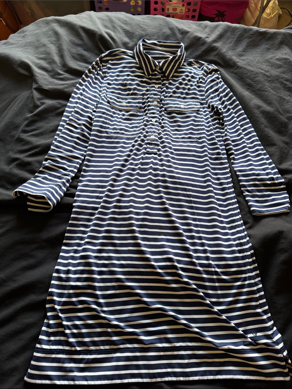 Vineyard Vines Navy and White Striped Kids Nightgown